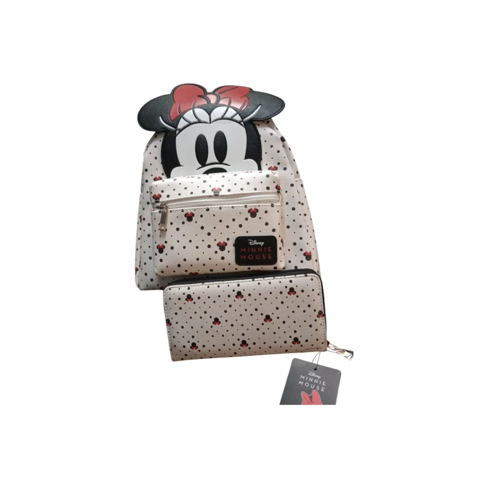 Minnie Mouse Backpack & Wallet Set - Black, White, Red NWT